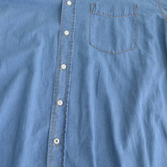 Izod Jeans Button Up Western Blue Denim Shirt XL - Picture 6 of 10